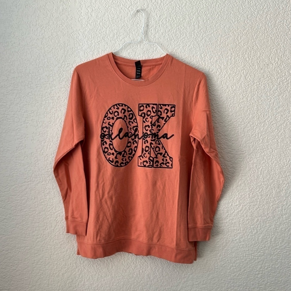 ANVIL Orange Light Terry Oklahoma Sweatshirt Size M
